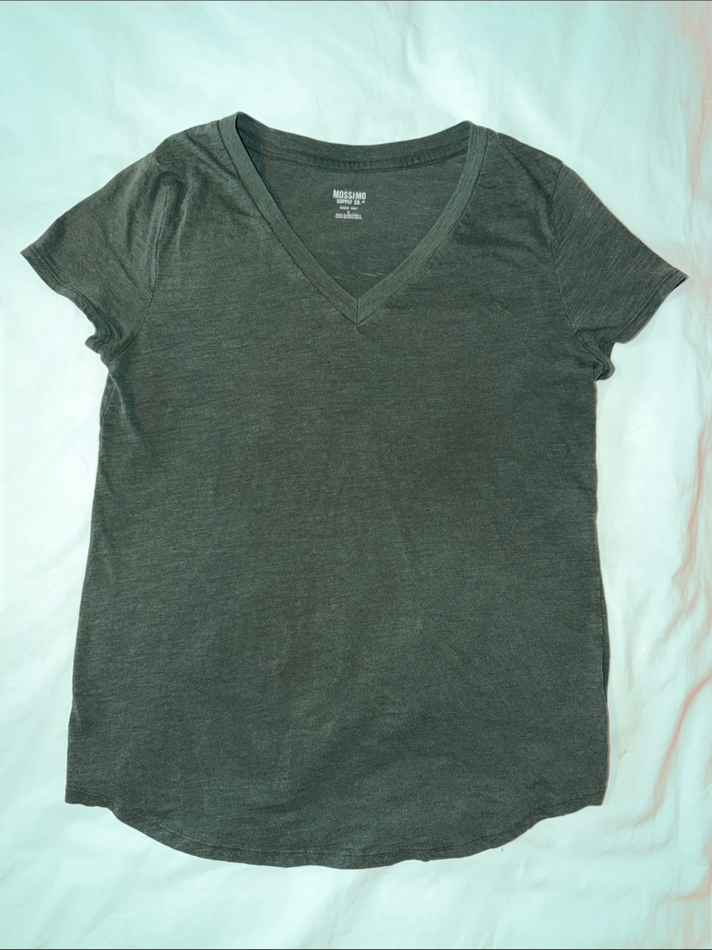 Mossimo Supply Co. Women's Charcoal V-Neck Short Sleeve Tee dark green